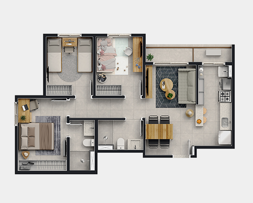 3 qtos - Com suíte e varanda