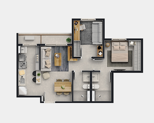2 qtos - Com suíte e varanda